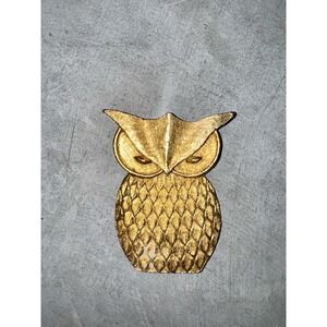 Vintage Large Owl Paper Weight Boston No.2 Goldtone Metal